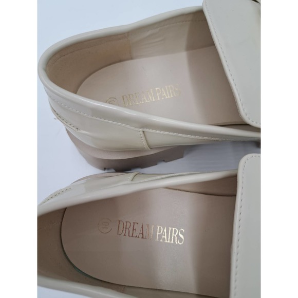 NWOB Dream Pairs Cream Golden Chain Chunky Loafers 10 - Picture 8 of 9